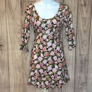 Motel Trish slip dress black floral size Small